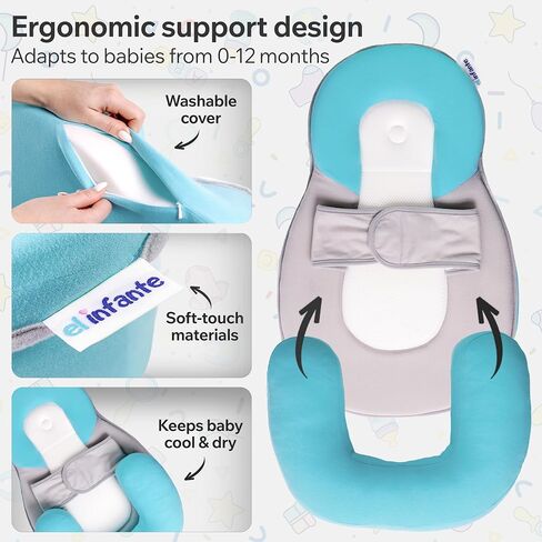 El Infante Baby Feeding Pillow, Nursing Pillow for Bottle Feeding & Breastfeeding Wedge Pillow, Anti-Overflow Baby Lounger Pillow, Reduce Spit-Up, Tummy Time Mat, Infant Support Cushion for Awake Time in Kuwait