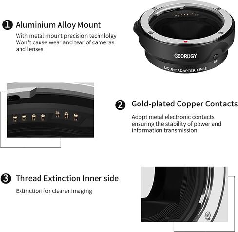 Auto-Focus Lens Mount Adapter for Canon EF/EF-S Lenses to Sony E-Mount Mirrorless Cameras Compatible with Sony Alpha A9, A7R V/IV/III/II, A7 IV/III/II, A7C, A7S Series in Kuwait