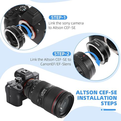 Auto-Focus Lens Mount Adapter for Canon EF/EF-S Lenses to Sony E-Mount Mirrorless Cameras Compatible with Sony Alpha A9, A7R V/IV/III/II, A7 IV/III/II, A7C, A7S Series in Kuwait