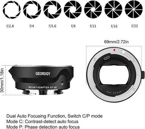 Auto-Focus Lens Mount Adapter for Canon EF/EF-S Lenses to Sony E-Mount Mirrorless Cameras Compatible with Sony Alpha A9, A7R V/IV/III/II, A7 IV/III/II, A7C, A7S Series in Kuwait