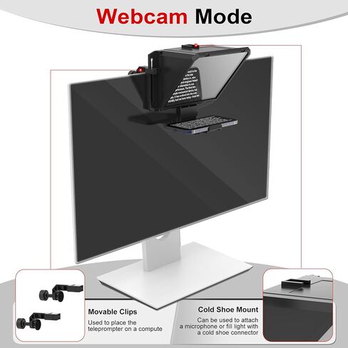 7.7" Mini Phone Teleprompter for Webcam with Remote Control | 70/30 Beam Splitter Delivers Clear Reflection With Handheld And Desktop Modes For Flexible Shooting in Kuwait
