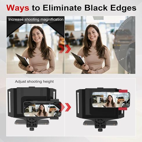 7.7" Mini Phone Teleprompter for Webcam with Remote Control | 70/30 Beam Splitter Delivers Clear Reflection With Handheld And Desktop Modes For Flexible Shooting in Kuwait