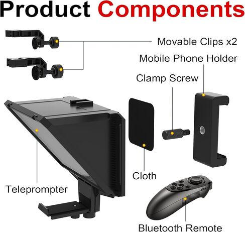 7.7" Mini Phone Teleprompter for Webcam with Remote Control | 70/30 Beam Splitter Delivers Clear Reflection With Handheld And Desktop Modes For Flexible Shooting in Kuwait