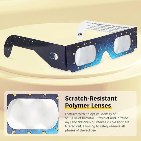Astromania Solar Eclipse Glasses 5 Pack, Trusted for Direct Solar Eclipse Viewing - ISO 12312-2 & CE Certified, Telescope Accessories Provide Ideal Protection for Eyes During Sun Eclipse Observation in Kuwait