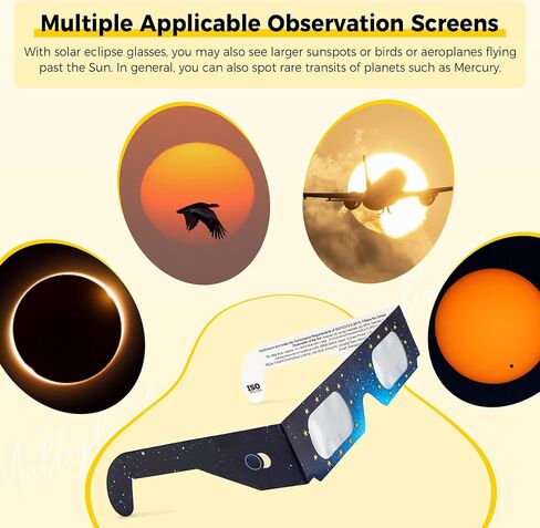 Astromania Solar Eclipse Glasses 5 Pack, Trusted for Direct Solar Eclipse Viewing - ISO 12312-2 & CE Certified, Telescope Accessories Provide Ideal Protection for Eyes During Sun Eclipse Observation in Kuwait