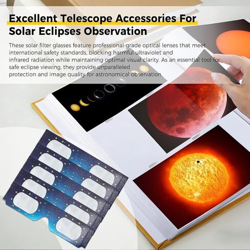 Astromania Solar Eclipse Glasses 5 Pack, Trusted for Direct Solar Eclipse Viewing - ISO 12312-2 & CE Certified, Telescope Accessories Provide Ideal Protection for Eyes During Sun Eclipse Observation in Kuwait