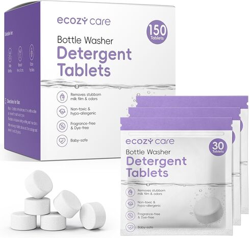 ecozy care 150 Count Bottle Washer Detergent Tablets, Baby Bottle Washer | Compatible with Momcozy, Baby Brezza, Grownsy & All Bottle Washers, Enzyme Formula, Removes Milk Residue, Grease & Odor in Kuwait