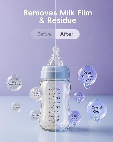 ecozy care 150 Count Bottle Washer Detergent Tablets, Baby Bottle Washer | Compatible with Momcozy, Baby Brezza, Grownsy & All Bottle Washers, Enzyme Formula, Removes Milk Residue, Grease & Odor in Kuwait