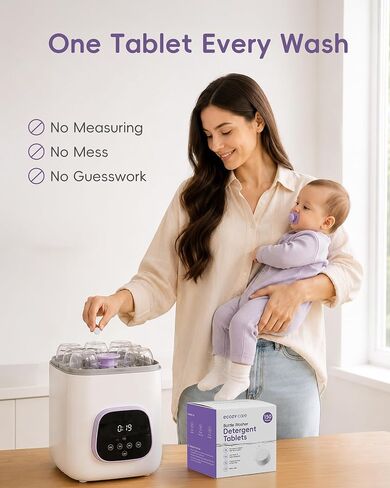 ecozy care 150 Count Bottle Washer Detergent Tablets, Baby Bottle Washer | Compatible with Momcozy, Baby Brezza, Grownsy & All Bottle Washers, Enzyme Formula, Removes Milk Residue, Grease & Odor in Kuwait