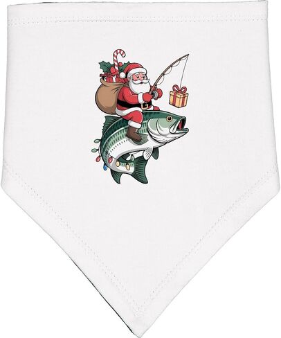 inktastic Fishing Santa Christmas Baby Bandana Bib in Kuwait