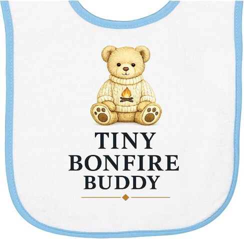 inktastic Camping Bonfire Teddy Bear Baby Terry Cloth Bib in Kuwait