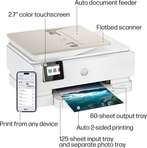 HP Envy Photo 7975 Wireless Color Inkjet Photo Printer, Print, scan, Copy, Easy Setup, Mobile Printing, Best-for-Home, 3 Month Trial of Instant Ink Included, AI-Enabled (B63K3A) (Renewed) in Kuwait