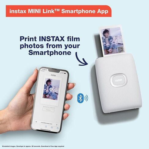 Fujifilm Instax Mini Link 2 Smartphone Photo Printer, Wireless, Portable, and Lightweight Instant Film Printer, Bluetooth, Compatible on iPhone IOS or Android Devices - Clay White (Renewed) in Kuwait