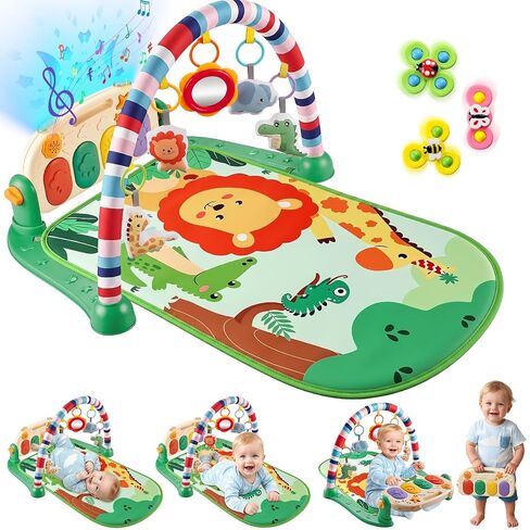 Joryuek Baby Gyms Play Mats, Tummy Time Mat Toys, Infant Play Mat and Activity Gym, Baby Play Piano Gym Mat, Play Mats for Babies Newborns and Toddlers, Baby Activity Mat Toys 0-12 Months (Navy Blue) in Kuwait