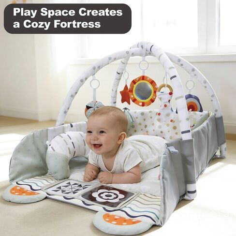 Aila+Aiden Baby Gym Play Mat, 8-in-1 Tummy Time Mat & Activity Gym, Washable Ball Pit, Infant Play Mat with Detachable Toys for Sensory Exploration and Motor Skill Development in Saudi Arabia