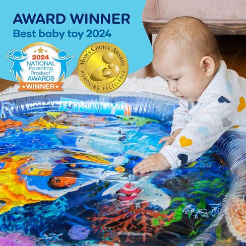 TT TUMMYTIMEZ Premium Tummy Time Water Mat, Extra Large Multi-Stage Activity Center Promoting Baby Motor & Sensory Development, Inflatable Playmat Visual Stimulation Gift Infants Toddlers Boys Girls in Kuwait