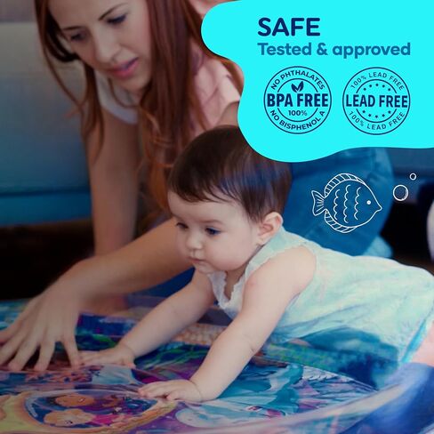 TT TUMMYTIMEZ Premium Tummy Time Water Mat, Extra Large Multi-Stage Activity Center Promoting Baby Motor & Sensory Development, Inflatable Playmat Visual Stimulation Gift Infants Toddlers Boys Girls in Kuwait