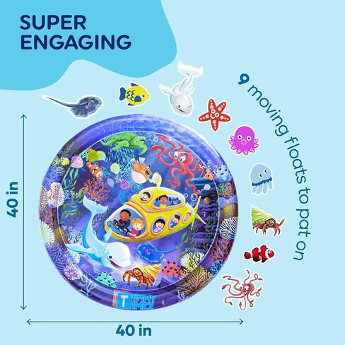 TT TUMMYTIMEZ Premium Tummy Time Water Mat, Extra Large Multi-Stage Activity Center Promoting Baby Motor & Sensory Development, Inflatable Playmat Visual Stimulation Gift Infants Toddlers Boys Girls in Kuwait
