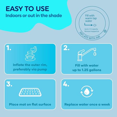 TT TUMMYTIMEZ Premium Tummy Time Water Mat, Extra Large Multi-Stage Activity Center Promoting Baby Motor & Sensory Development, Inflatable Playmat Visual Stimulation Gift Infants Toddlers Boys Girls in Kuwait