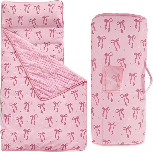 Breling Toddler Nap Mat with Removable Pillow and Blanket Large Rolled Napping Mats Slumber Bags for Boys Girls Kids Sleeping Bag for Daycare Preschool Travel Camping in Saudi Arabia