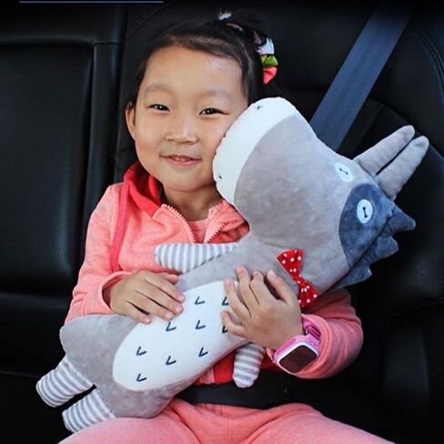 Car Seat Travel Pillow for Kids Cute Cartoon Seatbelt Cover Shoulder Pad Soft Head and Body Support Cushion for Sleeping Neck Support Headrest Car Airplane Seat Strap Pillow for Long Journey Road Trip in Kuwait