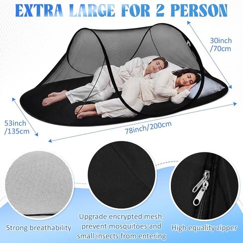Newwiee 78 * 53 * 30 Inch Extra Large Pop up Mosquito Net 2 Person Portable Foldable Mosquito Bug Net Mesh Tent Canopy for Camping Bed Travel Patio in Kuwait