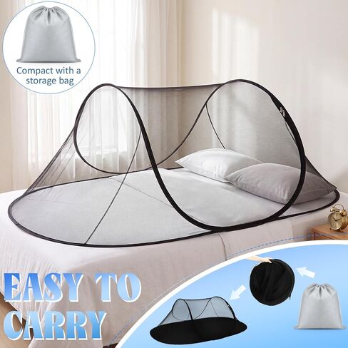 Newwiee 78 * 53 * 30 Inch Extra Large Pop up Mosquito Net 2 Person Portable Foldable Mosquito Bug Net Mesh Tent Canopy for Camping Bed Travel Patio in Kuwait