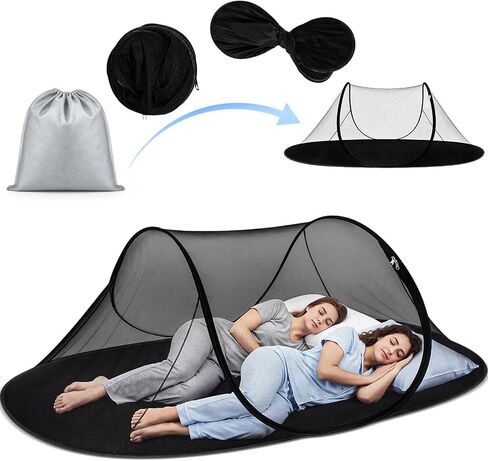 Newwiee 78 * 53 * 30 Inch Extra Large Pop up Mosquito Net 2 Person Portable Foldable Mosquito Bug Net Mesh Tent Canopy for Camping Bed Travel Patio in Kuwait