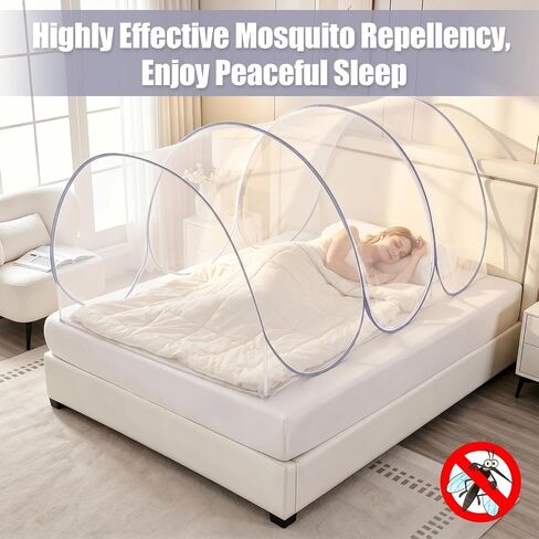Large Pop Up Mosquito Net, 75 * 35 * 35 Inch, Travel Mosquito Net, Lightweight, Breathable, Portable and Soft Convenient Mesh Tent, Foldable Mosquito Net for Bed & Outdoor & Camping, Grey in Kuwait