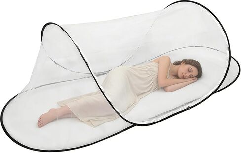 Pop-Up Mosquito Net for Bed, 78 * 31 * 22inch Foldable & Detachable Mosquito Tent with Double Zipper, Lightweight Bed Tent for Travel, Camping, Home, Single Adult Use in Kuwait