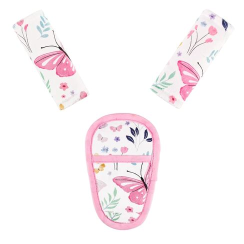 Car Seat Strap Pads for Baby,3 Pcs Newborn Carseat Belt Covers for Girls, Soft Minky & Universal Shoulder Strap and Crotch Covers, Kids Car Seat Neck Protectors, Butterfly in Kuwait