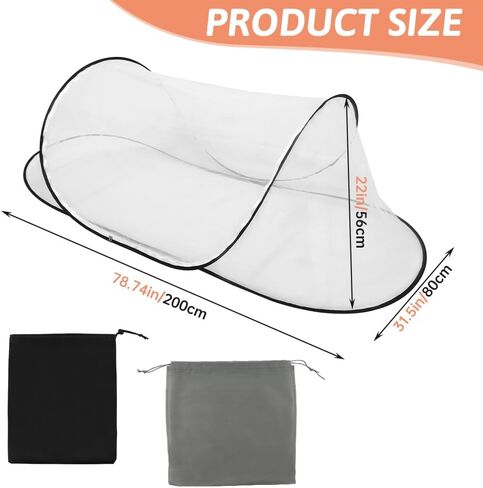 Pop-Up Mosquito Net for Bed, 78 * 31 * 22inch Foldable & Detachable Mosquito Tent with Double Zipper, Lightweight Bed Tent for Travel, Camping, Home, Single Adult Use in Kuwait