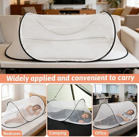 Pop-Up Mosquito Net for Bed, 78 * 31 * 22inch Foldable & Detachable Mosquito Tent with Double Zipper, Lightweight Bed Tent for Travel, Camping, Home, Single Adult Use in Kuwait