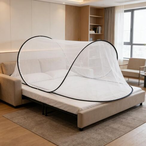 Pop-Up Mosquito Net for Bed, 78 * 31 * 22inch Foldable & Detachable Mosquito Tent with Double Zipper, Lightweight Bed Tent for Travel, Camping, Home, Single Adult Use in Kuwait