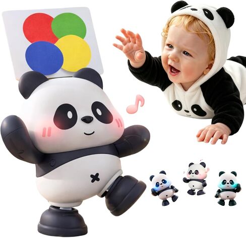 Cuddobaby Dancing Panda Musical Toy| Tummy Time 0-6M, Crawling 6-12M | High Contrast, Light-Up Changes, Hands-Free Flash Card Stand for Newborns, Infants, Drop-Proof in Kuwait