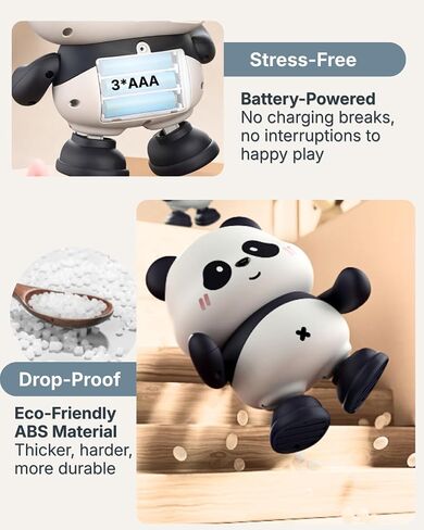 Cuddobaby Dancing Panda Musical Toy| Tummy Time 0-6M, Crawling 6-12M | High Contrast, Light-Up Changes, Hands-Free Flash Card Stand for Newborns, Infants, Drop-Proof in Kuwait