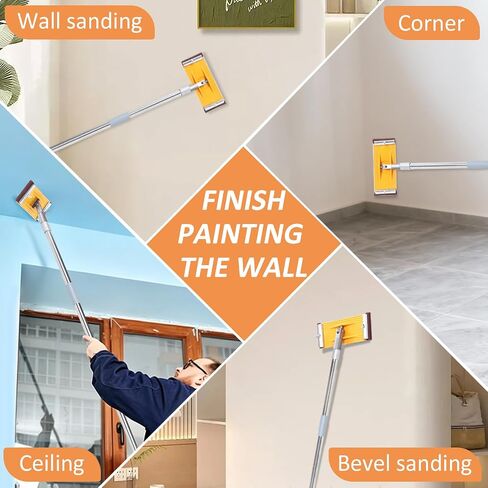 Pole Sander For Drywall, 70" Adjustable Pole, Wall Sander for Painting Prep, Ceiling Sander, Drywall Sander Tool, Deck Sander, Popcorn Ceiling Removal Tool, 5 Sandpapers(60, 80, 180, 240, 320 Grit) in Kuwait