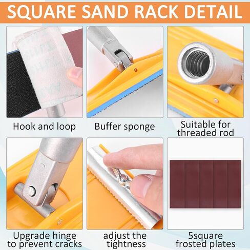 Pole Sander For Drywall, 70" Adjustable Pole, Wall Sander for Painting Prep, Ceiling Sander, Drywall Sander Tool, Deck Sander, Popcorn Ceiling Removal Tool, 5 Sandpapers(60, 80, 180, 240, 320 Grit) in Kuwait