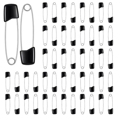 50Pcs Safety Pins for Diaper, 2.17 Inch Black Pins | Plastic Head Cloth Diaper Nappy Pins with Locking Closures Stainless Steel Pins for Clothes, Sewing, Craft Supplies in Kuwait