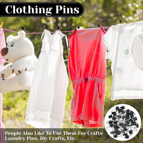 50Pcs Safety Pins for Diaper, 2.17 Inch Black Pins | Plastic Head Cloth Diaper Nappy Pins with Locking Closures Stainless Steel Pins for Clothes, Sewing, Craft Supplies in Kuwait