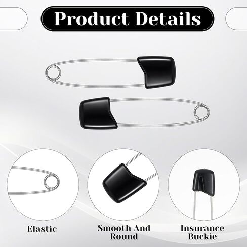 50Pcs Safety Pins for Diaper, 2.17 Inch Black Pins | Plastic Head Cloth Diaper Nappy Pins with Locking Closures Stainless Steel Pins for Clothes, Sewing, Craft Supplies in Kuwait