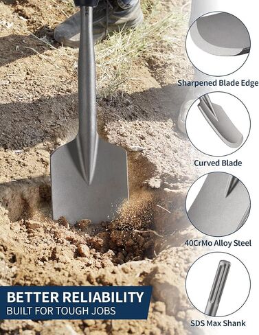 Firecore 4-1/2" x 17" SDS Max Clay Spade Bit for Landscaping and Gardening | Clay Spade Shovel for SDS Max Rotary Hammer Electric Jackhammer, Trenching Digging Tools for Clay Gravel Adobe Sandstone Soil in Kuwait