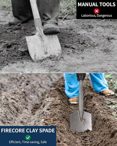 Firecore 4-1/2" x 17" SDS Max Clay Spade Bit for Landscaping and Gardening | Clay Spade Shovel for SDS Max Rotary Hammer Electric Jackhammer, Trenching Digging Tools for Clay Gravel Adobe Sandstone Soil in Kuwait