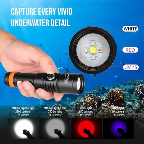ORCATORCH D710V MK2 Dual Underwater Video Light Kit, 4600 Lumens (2x2300) Tri-Color Scuba Diving Photography Rig with H02 Camera Tray, Handle & Ball Joint Clamps, 120° Wide Beam for Gopro & Action Cam in Kuwait