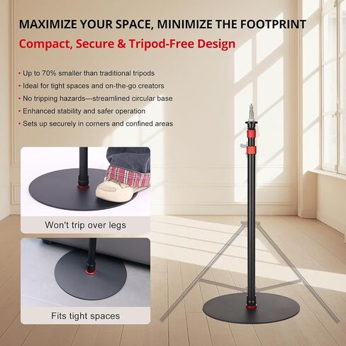 GVM YB2L200 79.9in Heavy Duty Light Stand Kit (2-Pack), Round Base Monopod, 10kg Load Capacity, Flat Base for Stability, for Video Recording, Live Streaming, Interviews & Photography Studio in Kuwait