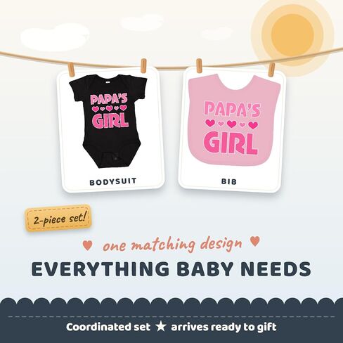 inktastic Papas Girl Granddaughter Baby Gift Set, Baby Bodysuit and Baby Bib in Kuwait