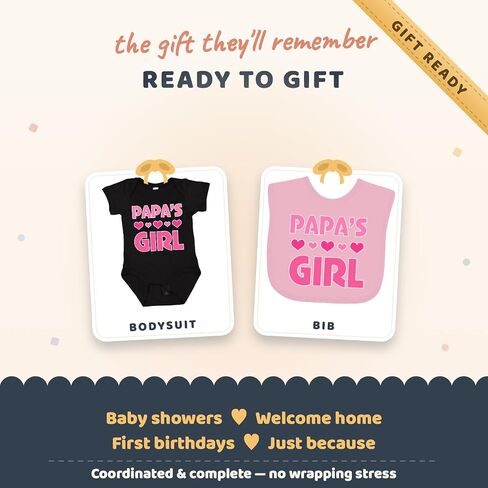 inktastic Papas Girl Granddaughter Baby Gift Set, Baby Bodysuit and Baby Bib in Kuwait