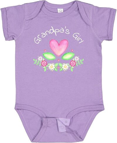 inktastic Grandpa's Girl Heart Flowers Baby Gift Set, Baby Bodysuit and Baby Bib in Kuwait
