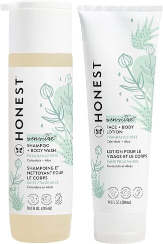 The Honest Company Fragrance Free Bundle for Sensitive Skin | 2-in-1 Cleansing Shampoo + Body Wash and Hydrating Face + Body Lotion | Gentle for Baby + Hypoallergenic | 10 fl oz, 8.5 fl oz in Kuwait