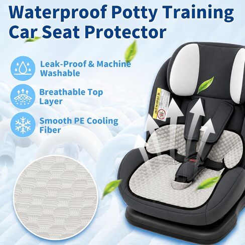 Cool-Touch Potty Training Car Seat Protector, 2 Pack – Feels Cooler & Less Stuffy Than Regular Pads, Waterproof Non-Slip Toddler Piddle Pad, Machine Washable for Car Seats, Strollers & High Chairs in Kuwait